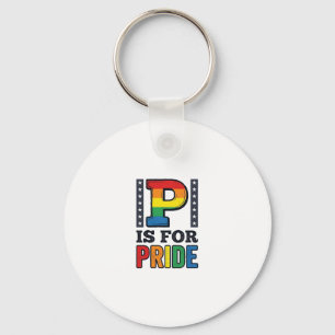 Vintage Pride Letter P Regenbogen-Shirt Design_1 Schlüsselanhänger