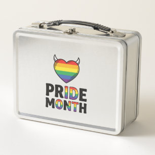 Vintage Pride Monat Hörner-Herz-Shirt-Design_1 Metall Brotdose