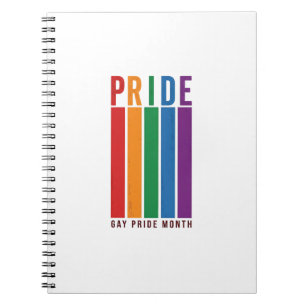 Vintage Pride Monat Regenbogen-Typografie-Shirt-De Notizblock