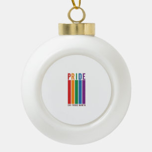 Vintage Pride Month Regenbogen-Typografie-Shirt-De Keramik Kugel-Ornament