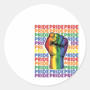 Vintage Pride Raised Fist Rainbow Shirt Design_1 Runder Aufkleber