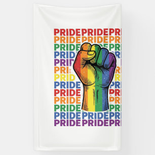 Vintage Pride Raised Fist Regenbogen-Shirt Design_ Banner