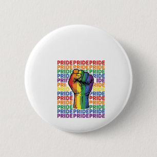 Vintage Pride Raised Fist Regenbogen-Shirt Design_ Button
