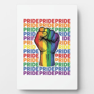 Vintage Pride Raised Fist Regenbogen-Shirt Design_ Fotoplatte