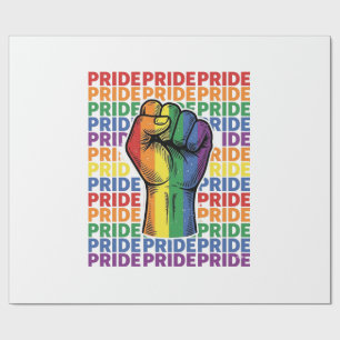 Vintage Pride Raised Fist Regenbogen-Shirt Design_ Geschenkpapier