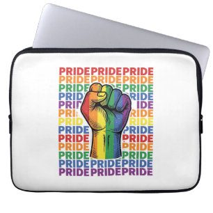 Vintage Pride Raised Fist Regenbogen-Shirt Design_ Laptopschutzhülle