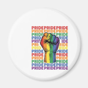 Vintage Pride Raised Fist Regenbogen-Shirt Design_ Magnet