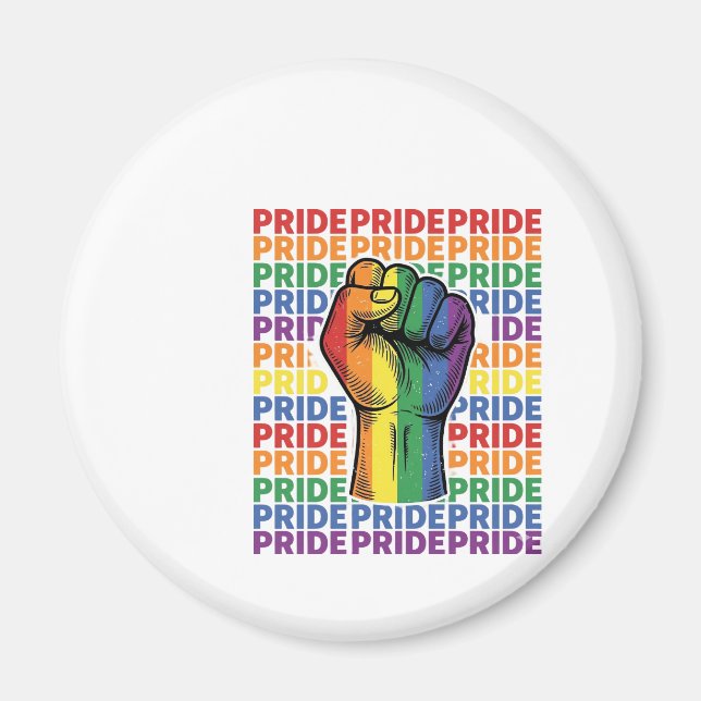 Vintage Pride Raised Fist Regenbogen-Shirt Design_ Magnet (Vorne)