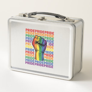 Vintage Pride Raised Fist Regenbogen-Shirt Design_ Metall Brotdose