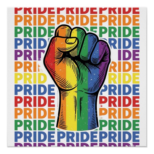 Vintage Pride Raised Fist Regenbogen-Shirt Design_ Poster (Vorderseite)