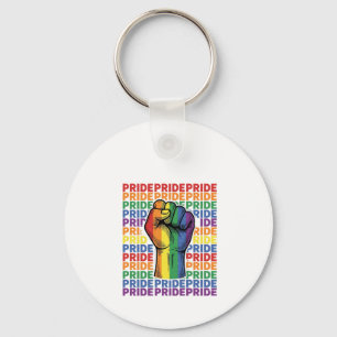 Vintage Pride Raised Fist Regenbogen-Shirt Design_ Schlüsselanhänger