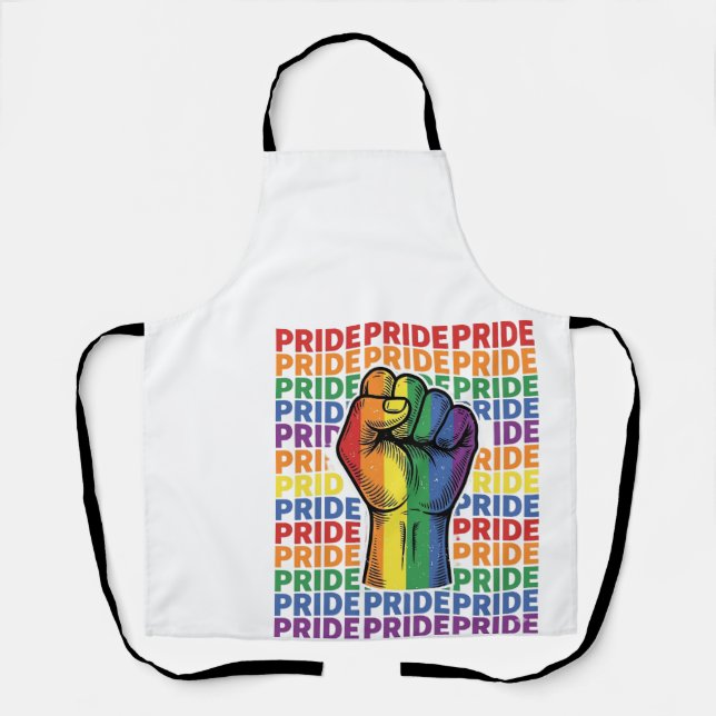 Vintage Pride Raised Fist Regenbogen-Shirt Design_ Schürze (Vorderseite)