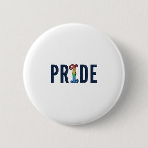 Vintage Pride Regenbogen-Lettern T-Shirt Design_1 Button