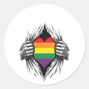 Vintage Pride Zerrissenes Hemd Vektor Design_1 Runder Aufkleber