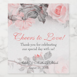 Vintage Primrose Pink Roses Hochzeit Weinetikett