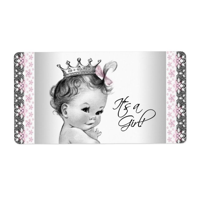 Vintage Princess-Wasser-Flaschen-Etiketten (Vorne)