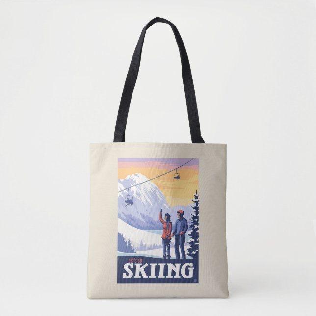 Vintage Printwerbung für lass's Go Ski (Vorderseite)