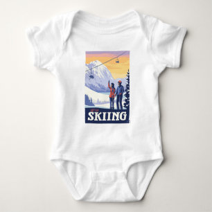 Vintage Printwerbung für lass's Go Ski Baby Strampler