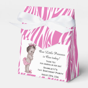 Vintage-Prinzessin-Baby-Geburtstag-Rosa-Zebrastrei Geschenkschachtel