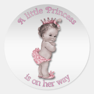 Vintage-Prinzessin-Baby-Party Runder Aufkleber