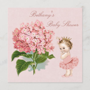Vintage Prinzessin in Tutu Hydrangea Babydusche Einladung