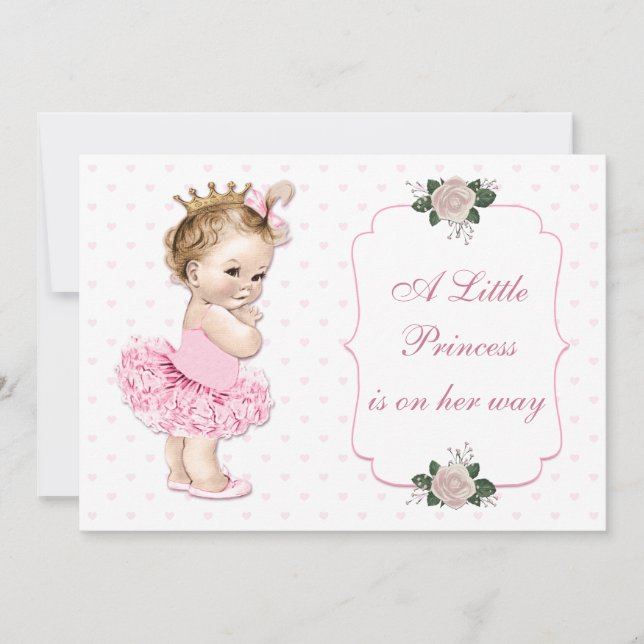 Vintage Prinzessin Tutu Herz und Blume Einladung (Vorderseite)