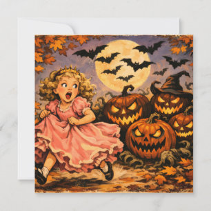 Vintage Prinzessin und Halloween Jack o Lantern Karte