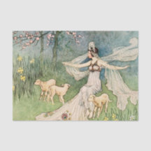 Vintage Prinzessin und Schaf-Dekoupage