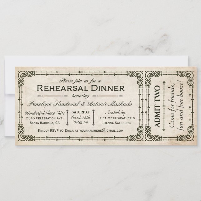Vintage Probe Abendessen Einladung I (Vorderseite)