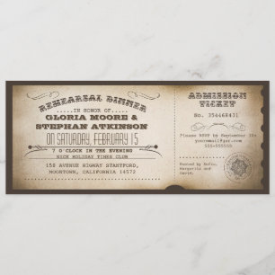 Vintage Probe Dinner Tickettypografie Einladung