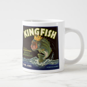 Vintage-Produkt-Dosenetikett-Kunst, Kingfish Sparg Jumbo-Tasse