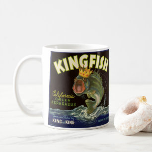 Vintage-Produkt-Dosenetikett-Kunst, Kingfish Sparg Tasse