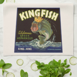 Vintage-Produkt-Dosenetiketten-Kunst, Kingfish Spa Geschirrtuch