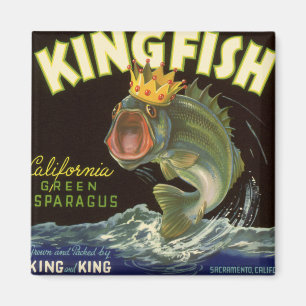Vintage-Produkt-Dosenetiketten-Kunst, Kingfish Spa Magnet