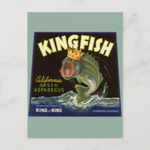 Vintage-Produkt-Dosenetiketten-Kunst, Kingfish Spa Postkarte
