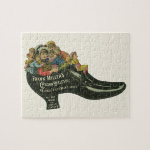 Vintage-Produktetikett, Frank Miller's Schuhcreme Puzzle