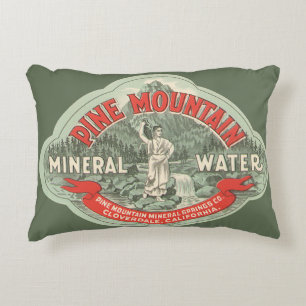 Vintage-Produktetikett, Pine Mountain Mineralwasse Dekokissen