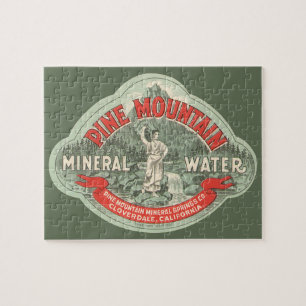 Vintage-Produktetikett, Pine Mountain Mineralwasse Puzzle