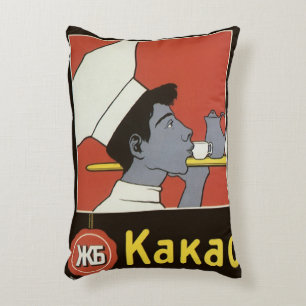 Vintage-Produktetikett, russischer Heißer Kakao Dekokissen