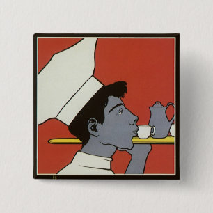 Vintage-Produktetikett, russischer heißer Schokola Button