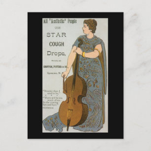 Vintage-Produktetikett, Star Hustenstiller mit Cel Postkarte