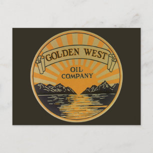 Vintage-Produktlabel-Kunst, Golden West Oil Compan Postkarte