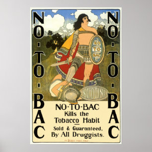 Vintage-Produktlabel-Kunst, Nein zu Bac, Rauchen a Poster