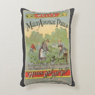 Vintage-Produktlabel-Kunst, Wells May Apple Pillen Dekokissen