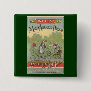 Vintage-Produktlabel-Kunst, Wells May Apple Pills Button