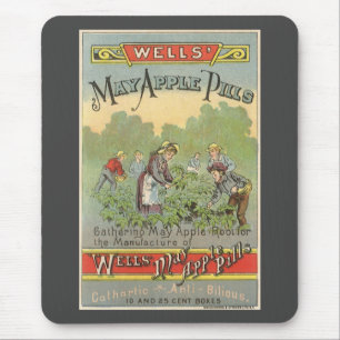 Vintage-Produktlabel-Kunst, Wells May Apple Pills Mousepad
