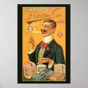 Vintage-Produktlabel, russischer Zigarettentabak Poster