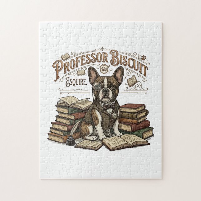 Vintage Professor Biscuit Frenchie Esquire  Puzzle (Vertikal)