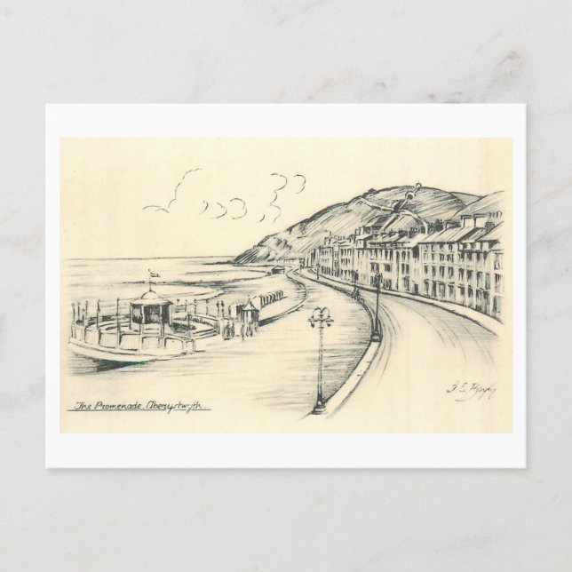Vintage Promenade Aberystwyth Postkarte (Vorderseite)