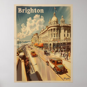 Vintage Promenade Sunny Brighton Poster